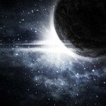 planet with a flash of sun